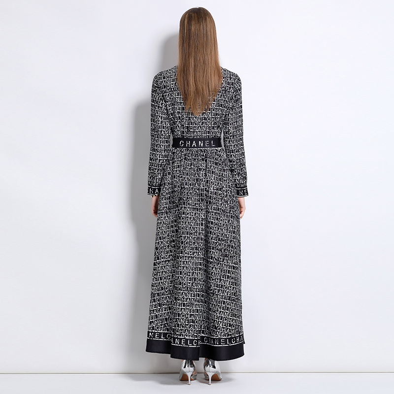 European style pinched waist fashion all-match dress