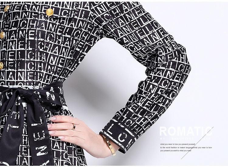 European style pinched waist fashion all-match dress