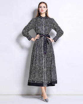 Fashion slim European style all-match printing dress