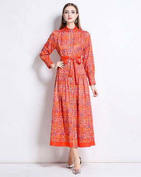 Slim pinched waist European style fashion all-match dress