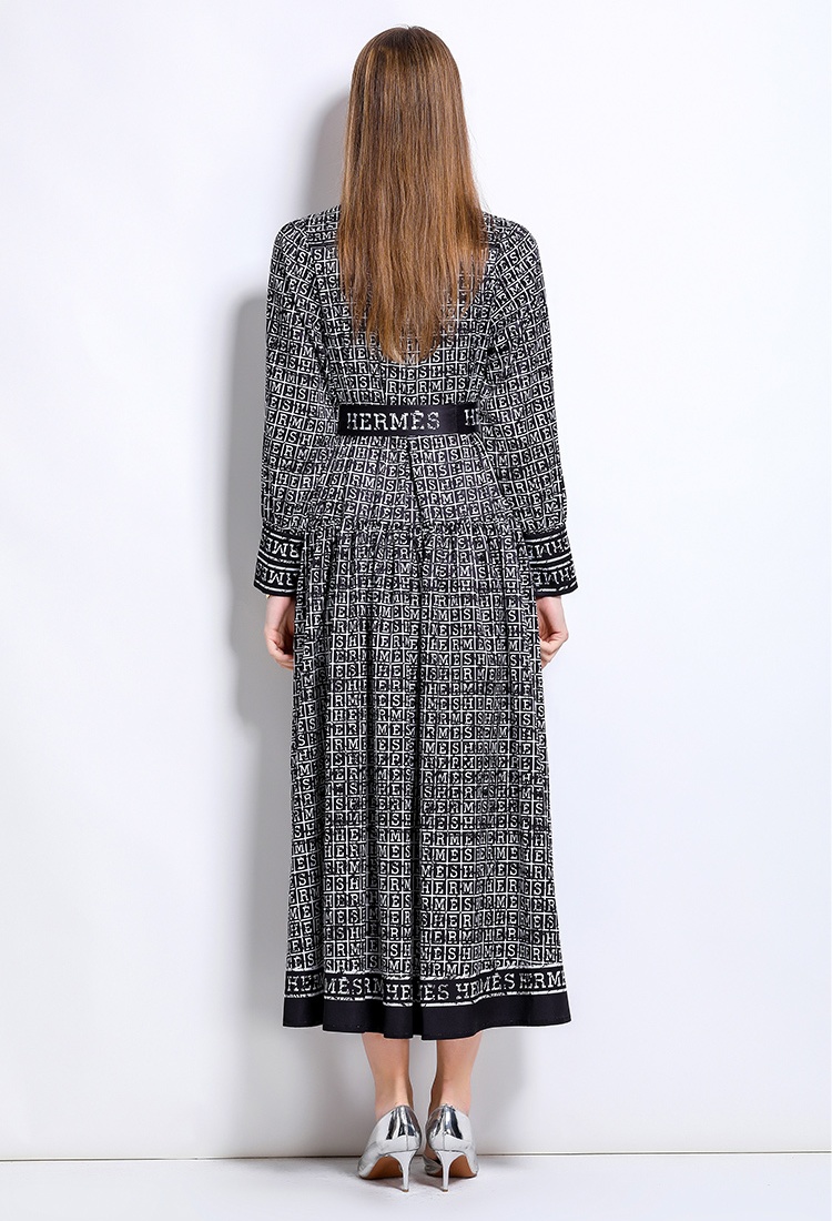 Slim pinched waist European style fashion all-match dress