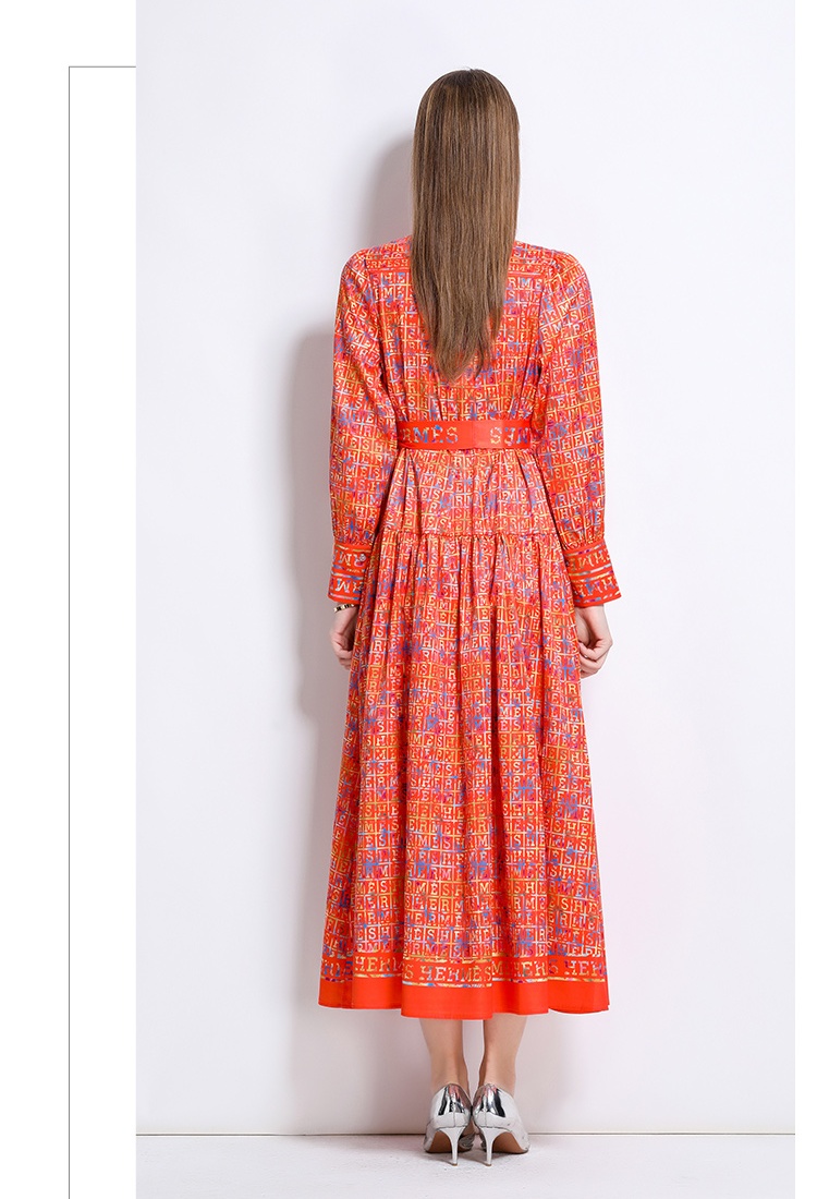 Slim pinched waist European style fashion all-match dress