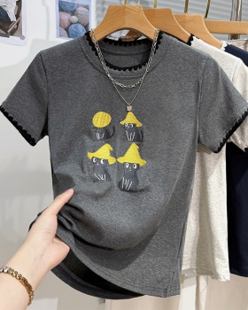 Round neck tops Korean style T-shirt for women