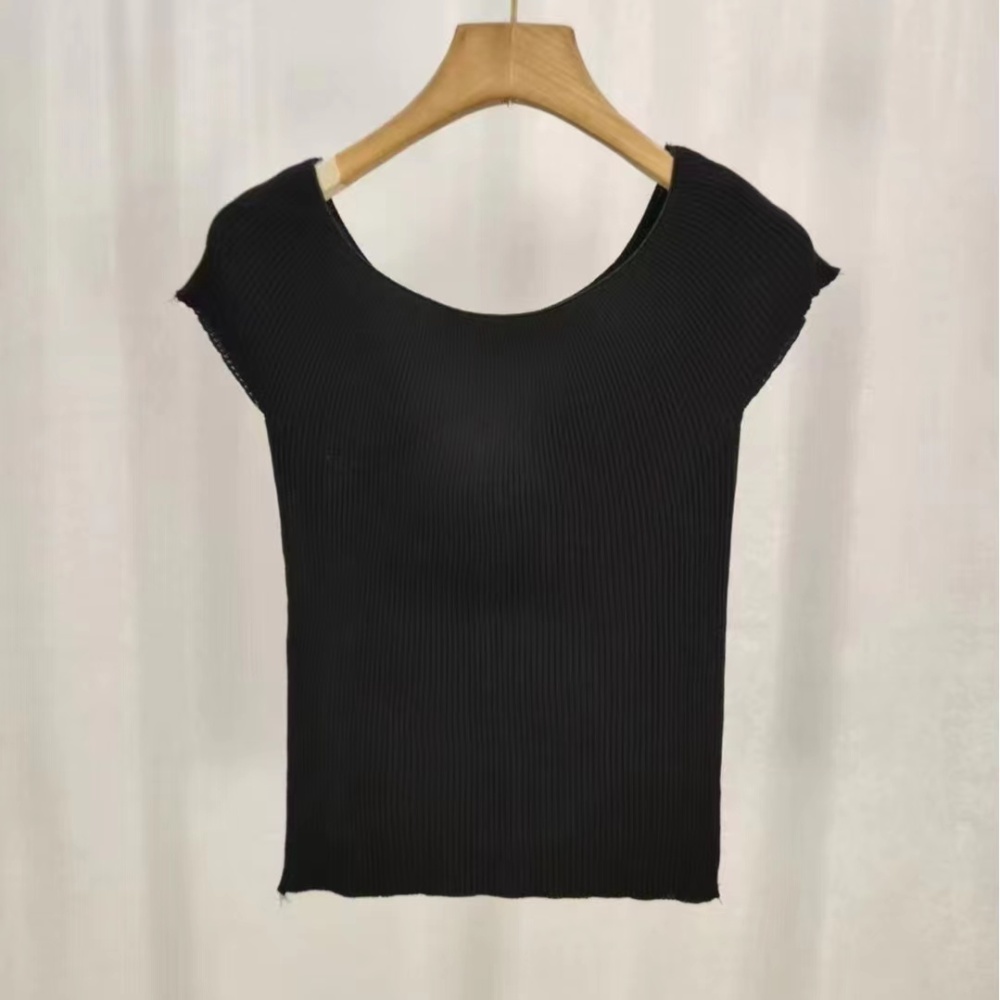 Summer black T-shirt slim temperament tops for women