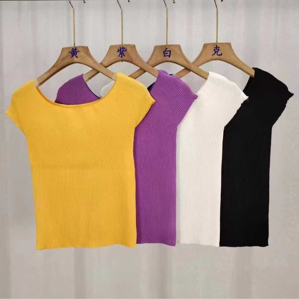 Summer black T-shirt slim temperament tops for women