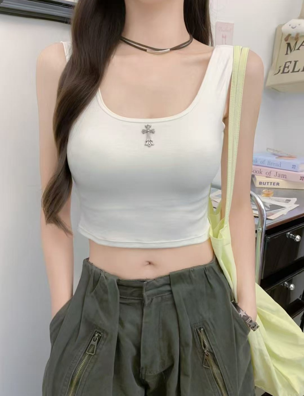 Beauty back integrated with chest pad tops slim pure vest
