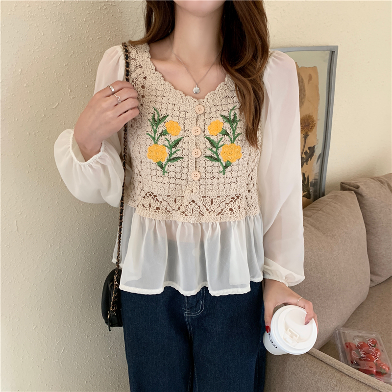 Chiffon shirt spring and autumn tops for women