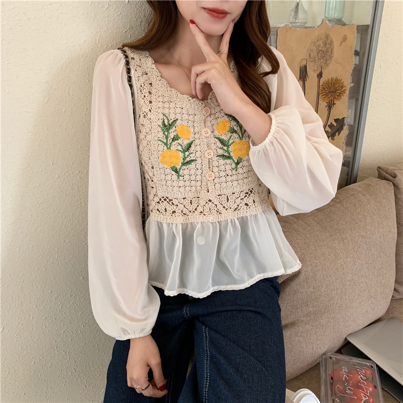 Chiffon shirt spring and autumn tops for women