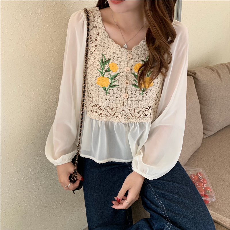Chiffon shirt spring and autumn tops for women