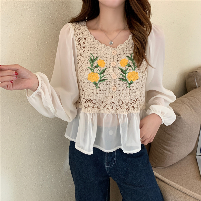 Chiffon shirt spring and autumn tops for women