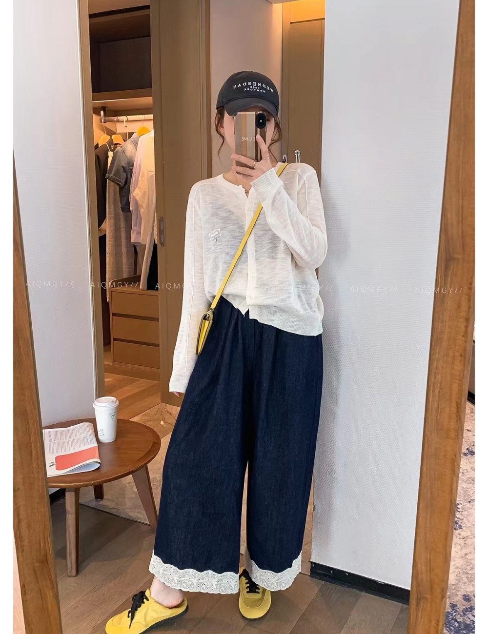 Round neck knitted pure tops long sleeve loose cardigan