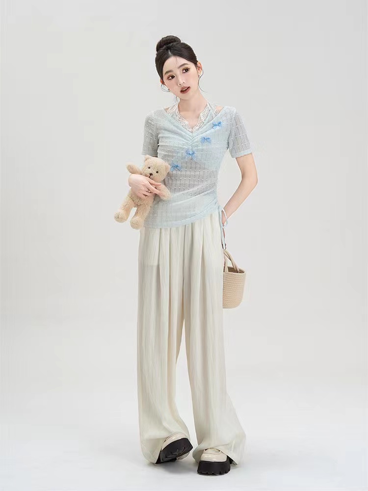 Lace short tops sweet style T-shirt for women