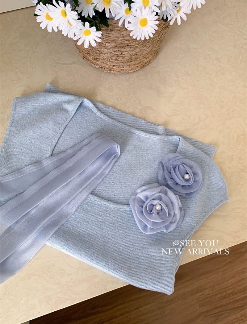 Knitted halter tops stereoscopic purple T-shirt for women