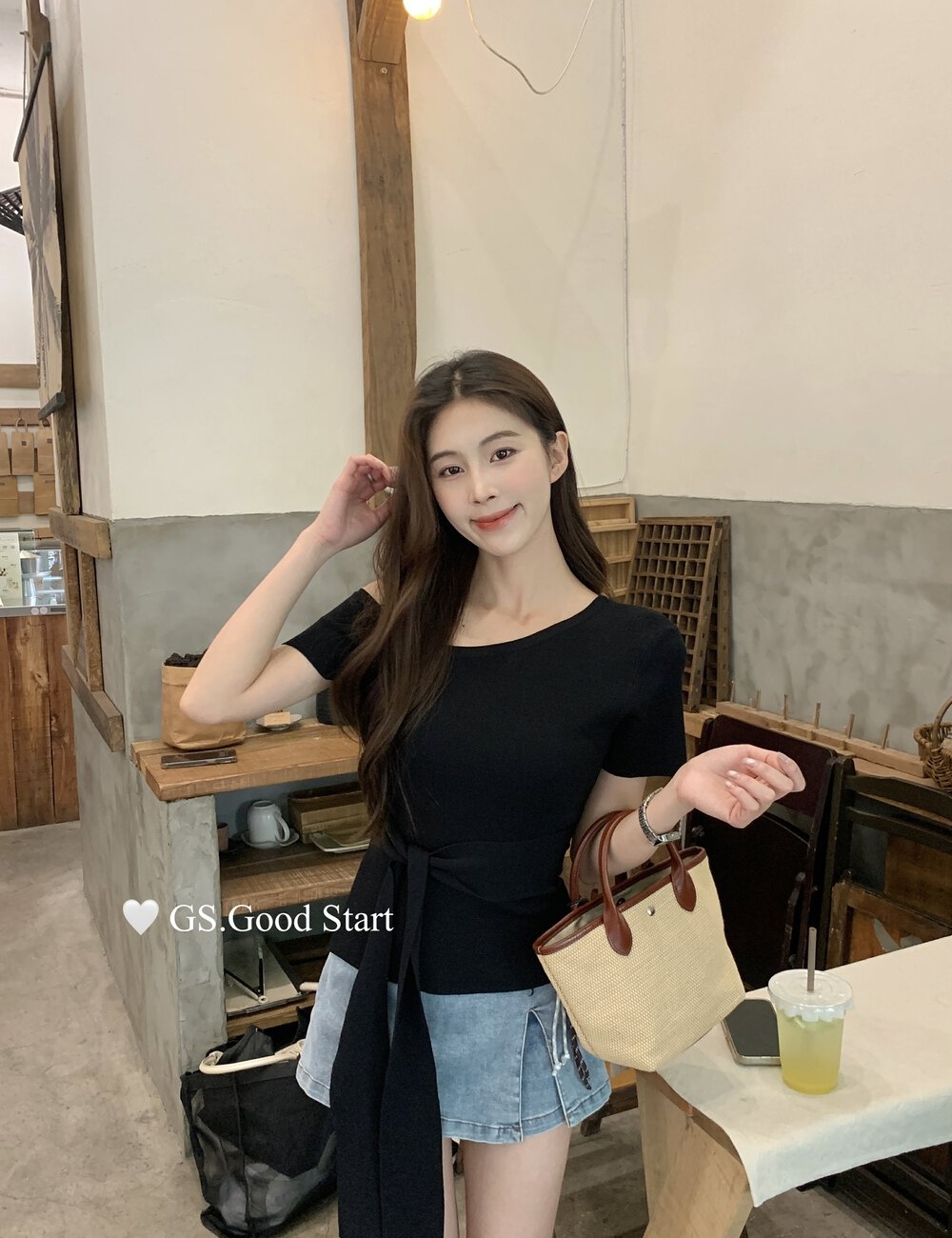 Bandage sloping shoulder tops slim small shirt