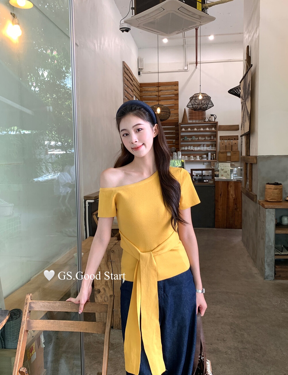 Bandage sloping shoulder tops slim small shirt