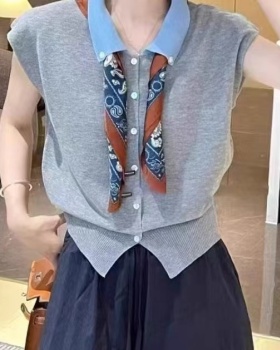 Single-breasted small shirt with scarves T-shirt