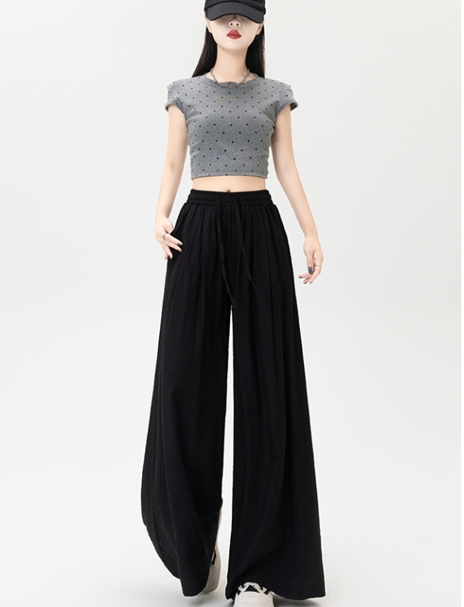 Slim straight thin ice silk wide leg loose long pants