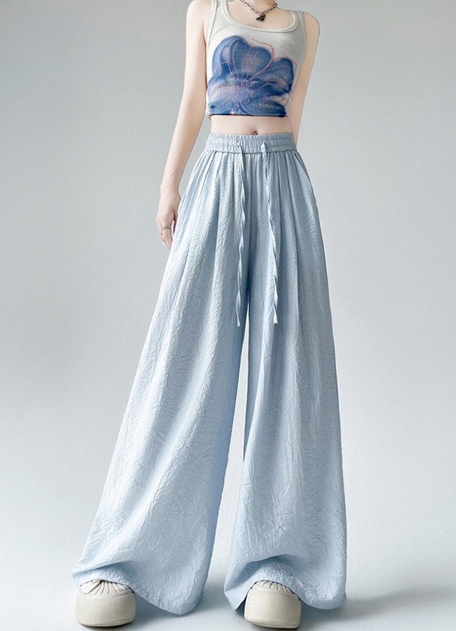 Slim straight thin ice silk wide leg loose long pants