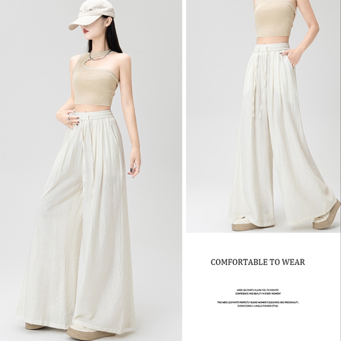Slim straight thin ice silk wide leg loose long pants