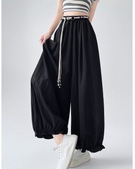 Elastic high waist loose long pants for women