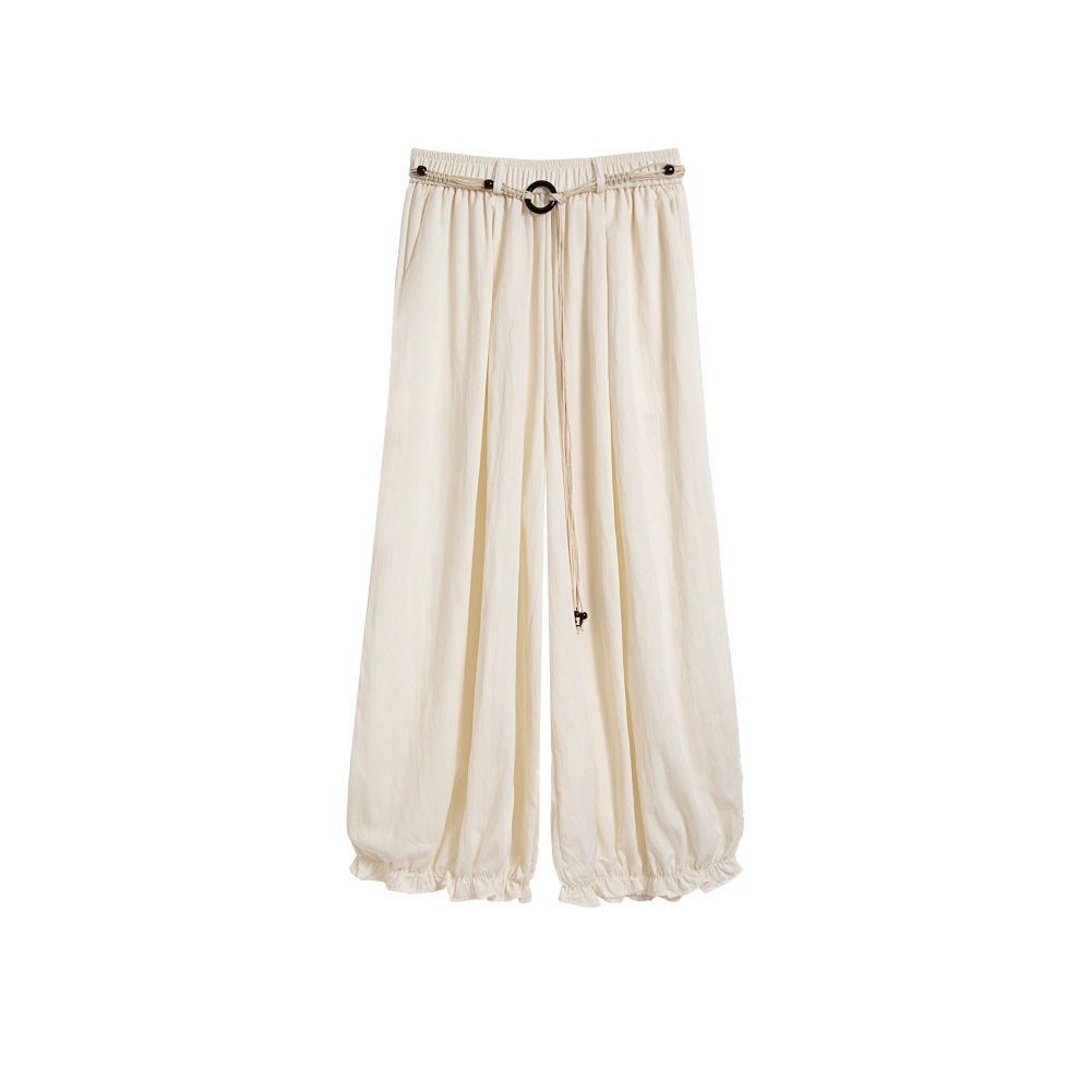 Elastic high waist loose long pants for women