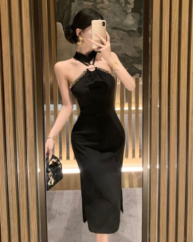 Retro Chinese style dress sleeveless banquet formal dress