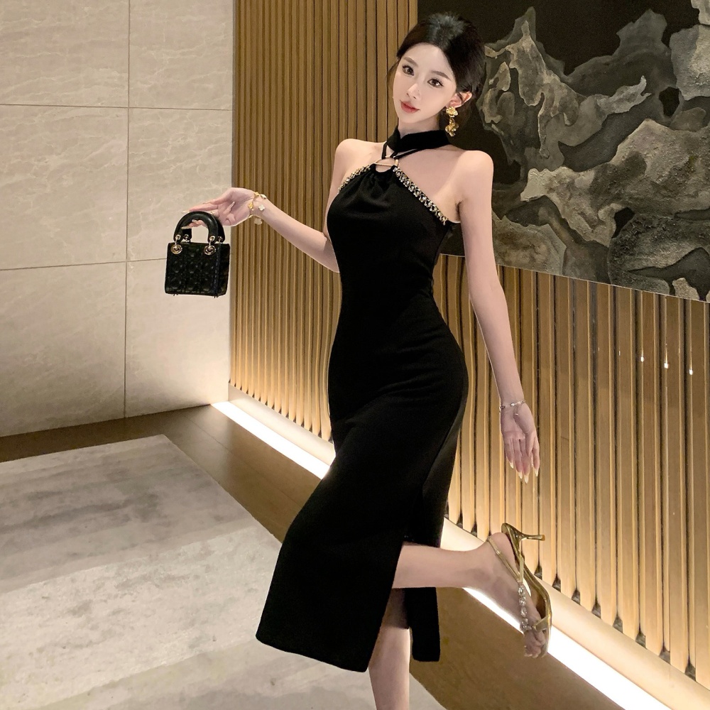 Retro Chinese style dress sleeveless banquet formal dress