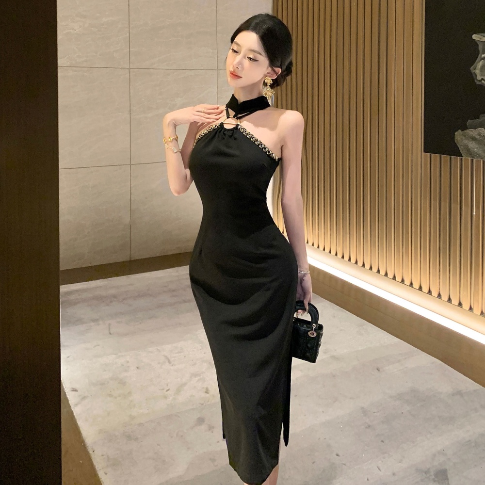 Retro Chinese style dress sleeveless banquet formal dress