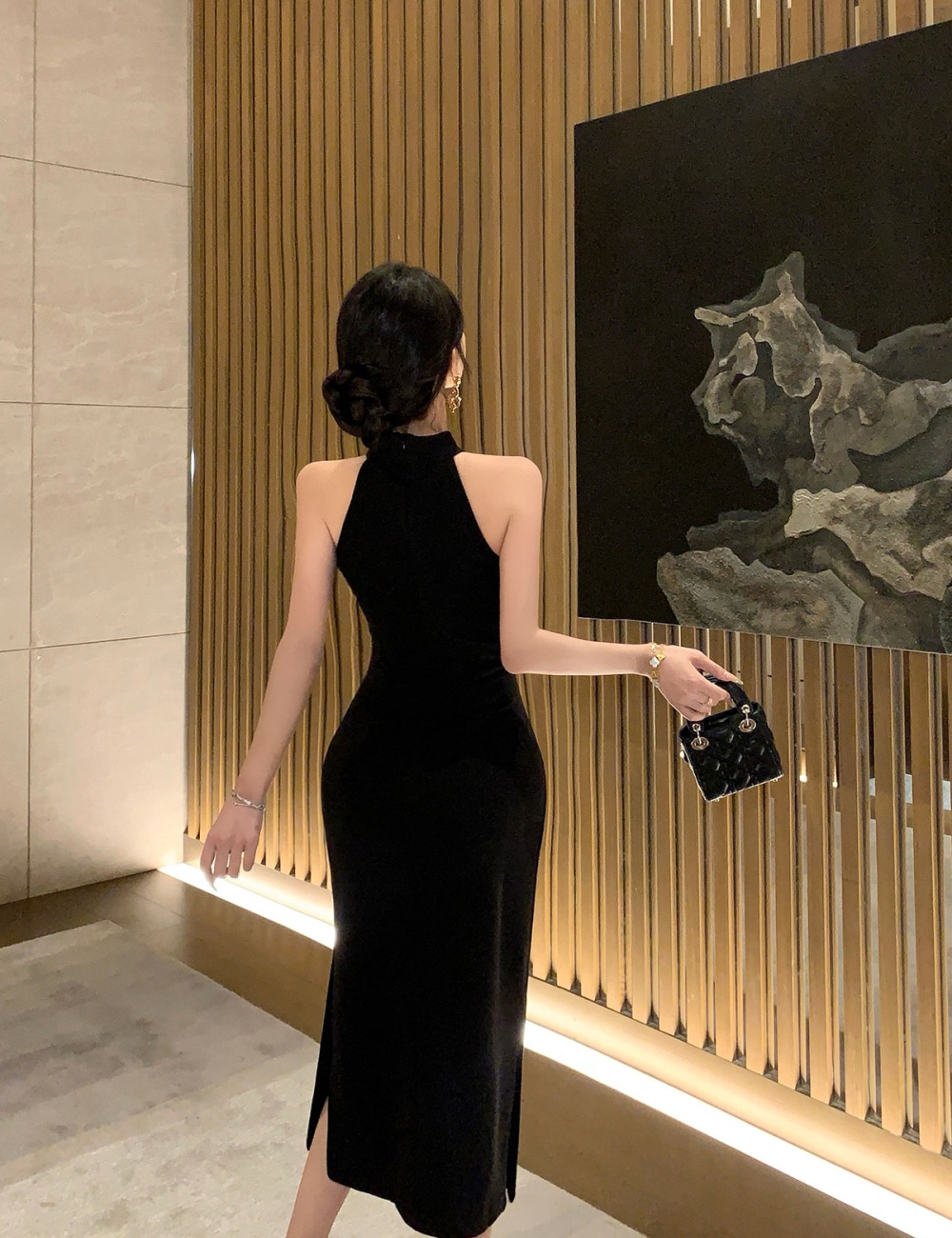 Retro Chinese style dress sleeveless banquet formal dress