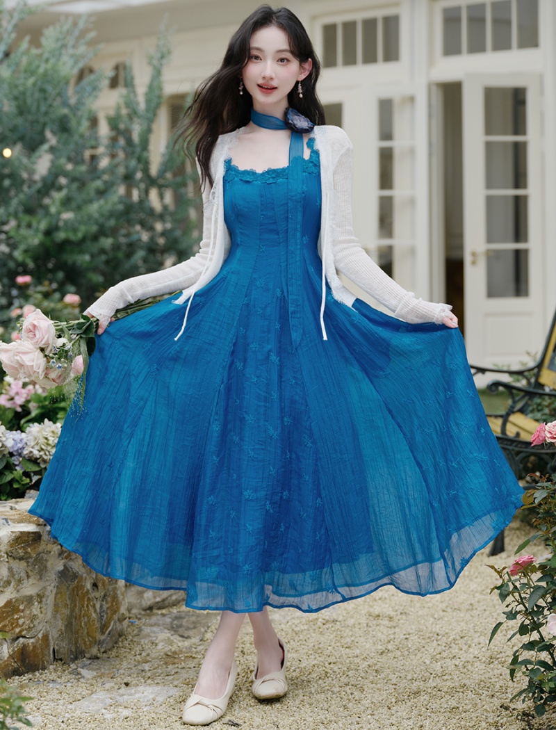 Sling vacation jacket France style dress 2pcs set