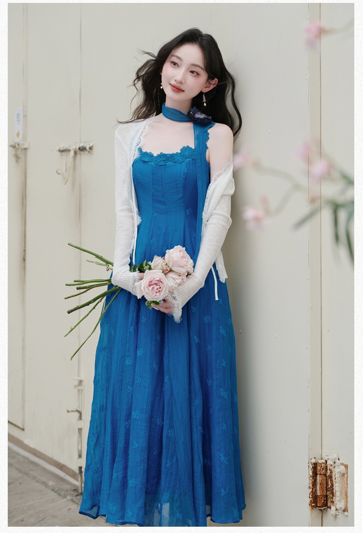 Sling vacation jacket France style dress 2pcs set