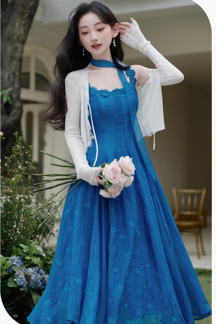 Sling vacation jacket France style dress 2pcs set