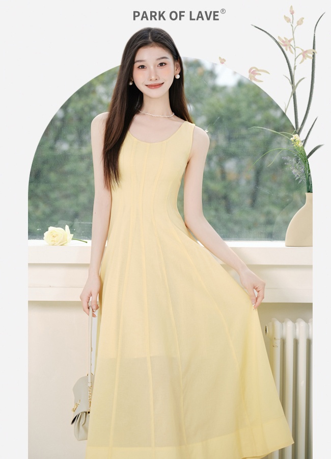 Sleeveless France style was white dress