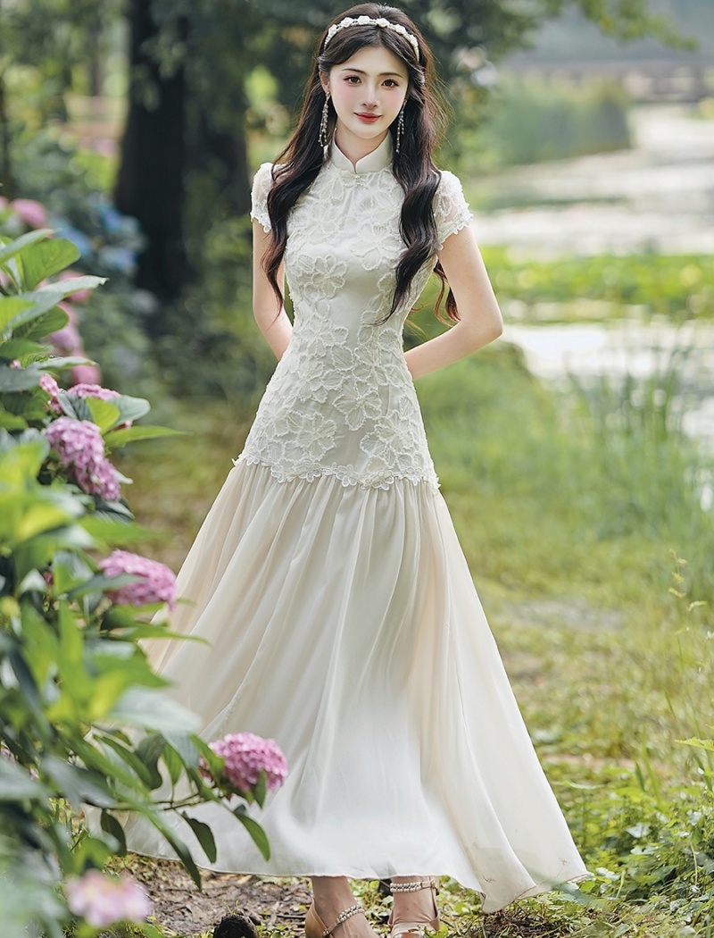 France style chiffon white Chinese style dress