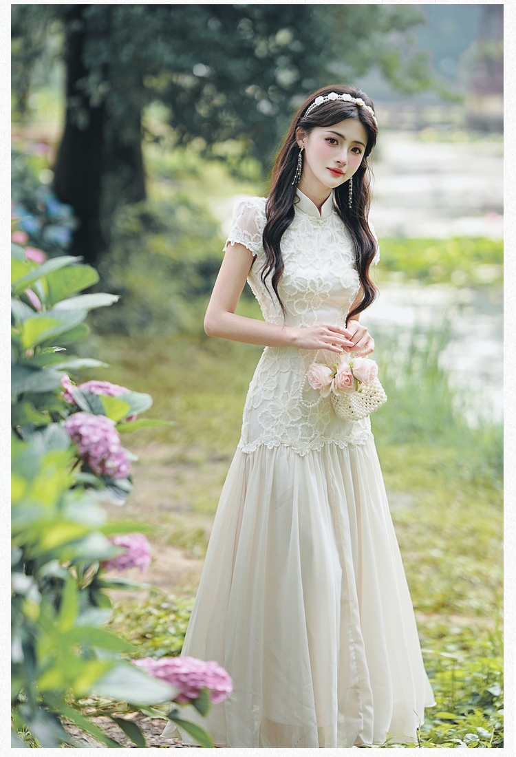 France style chiffon white Chinese style dress