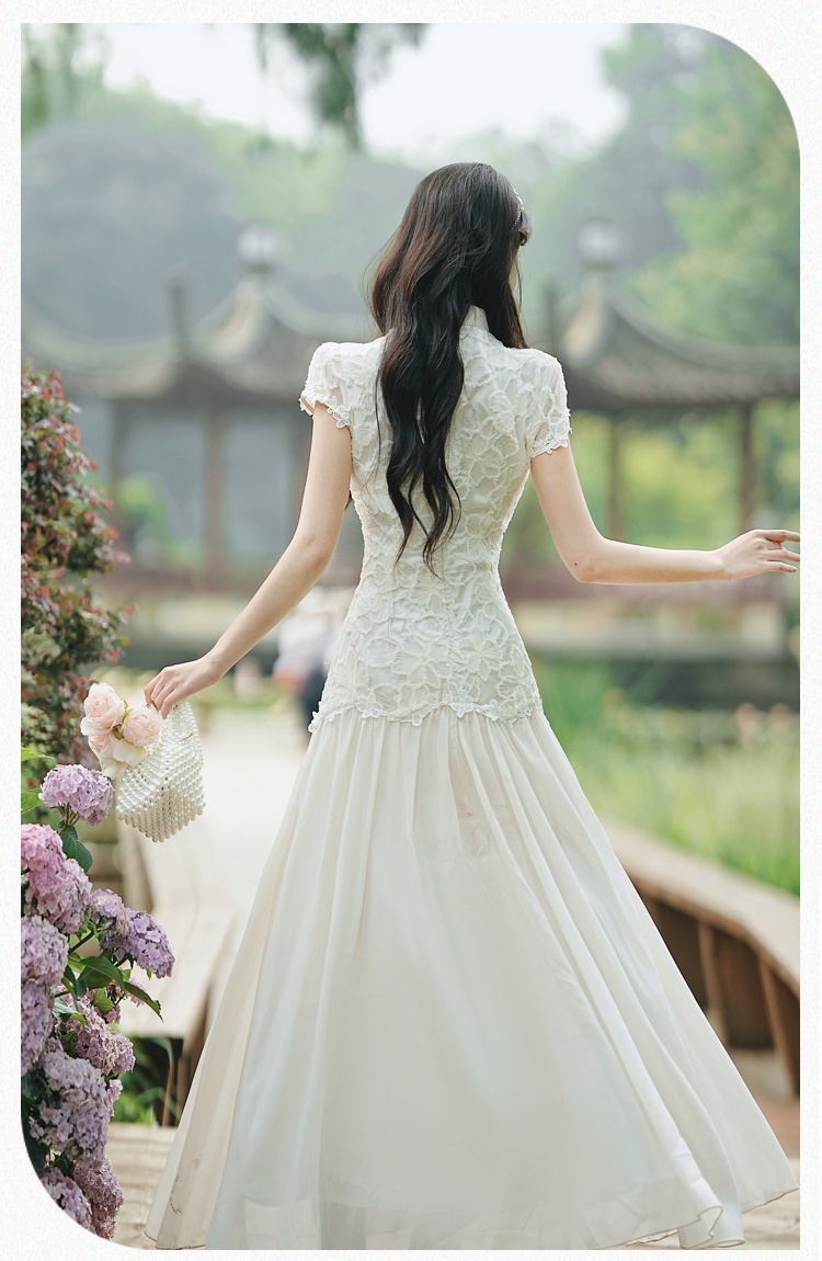 France style chiffon white Chinese style dress