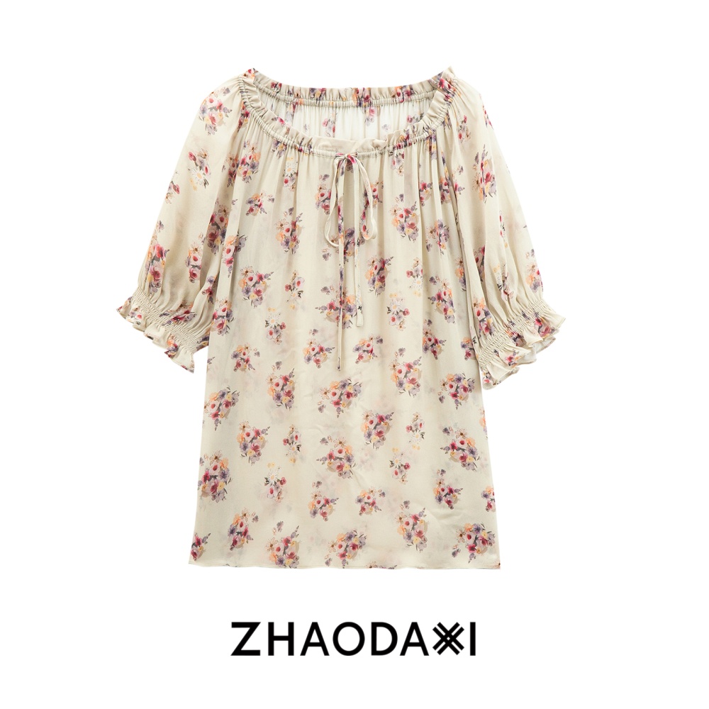 Chouzhe round neck bandage small shirt