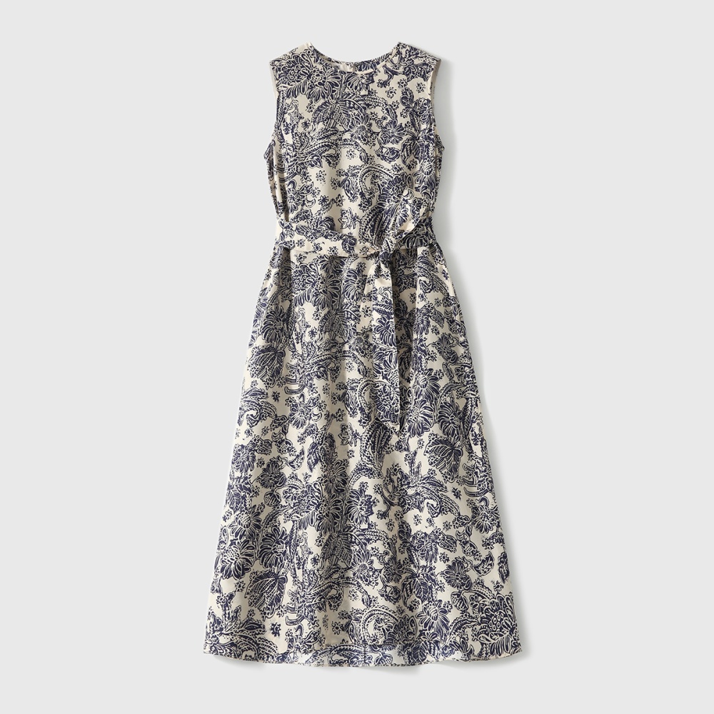 Printing digital sleeveless real silk dress