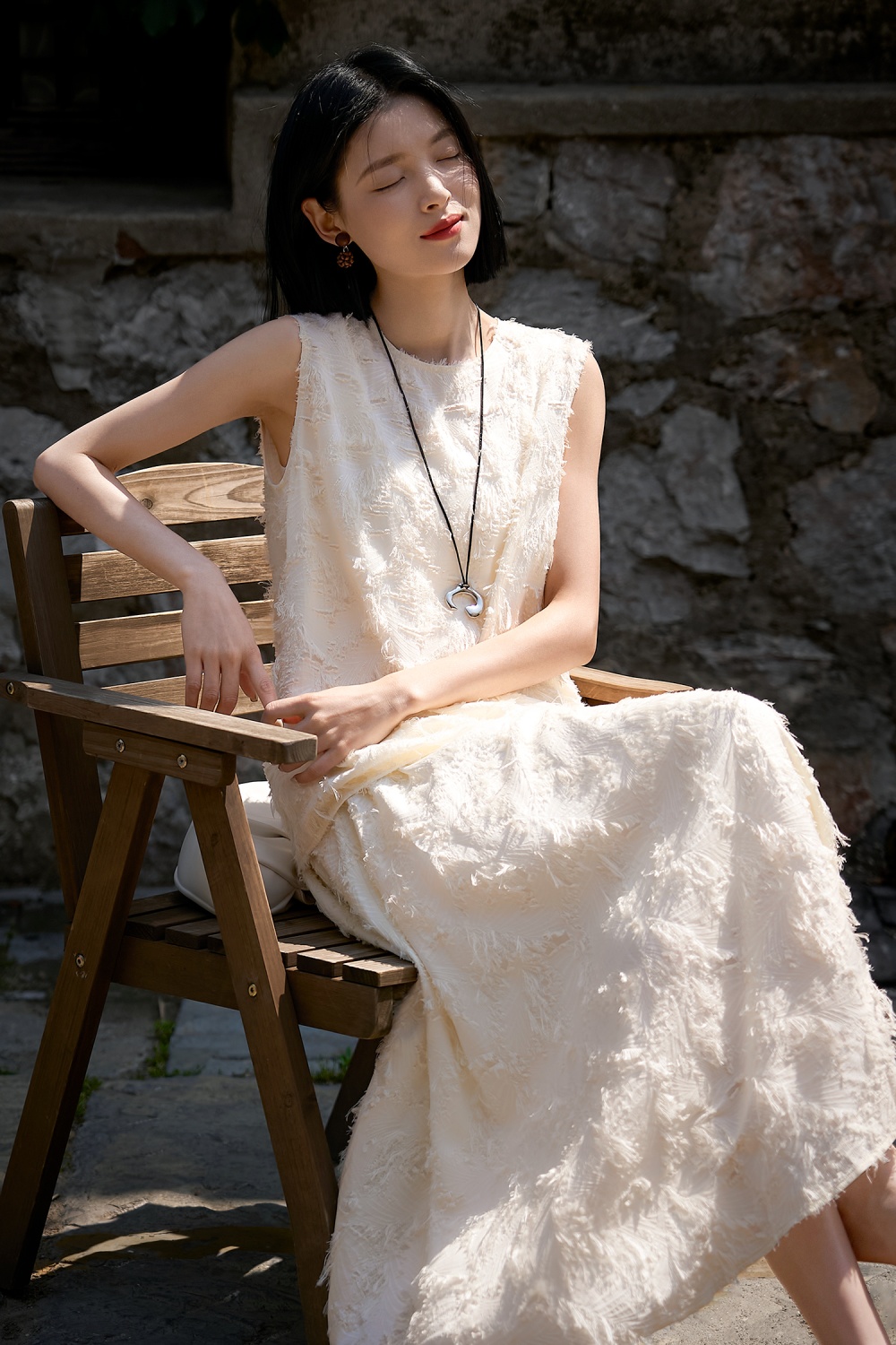 Feather real silk vest romantic white skirt a set