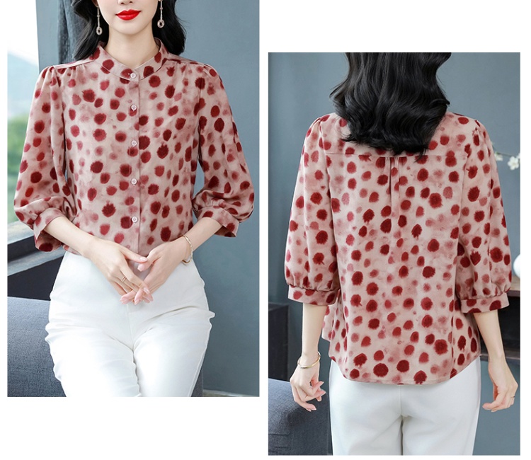 Short sleeve silk tops chiffon spring and summer shirt for women