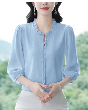 Silk chiffon shirt loose all-match small shirt for women