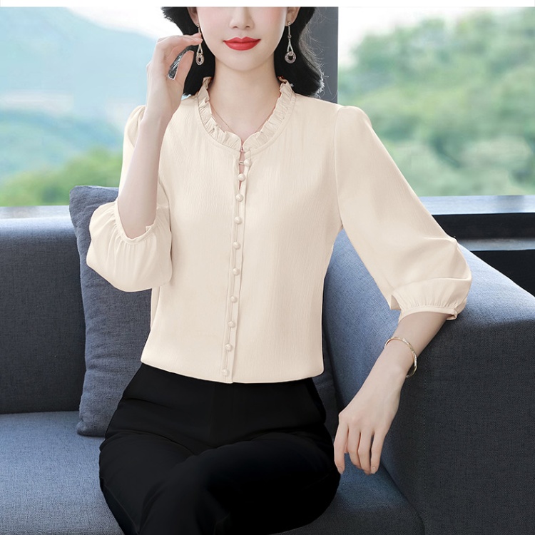 Silk chiffon shirt loose all-match small shirt for women
