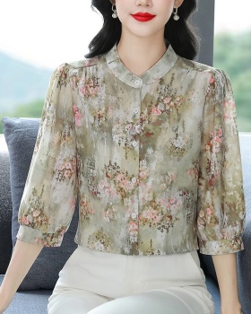 Western style tops silk small shirt for women