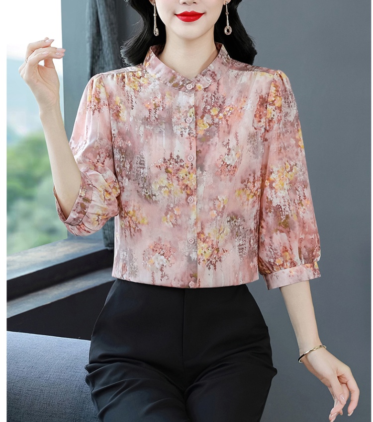 Western style tops silk small shirt for women