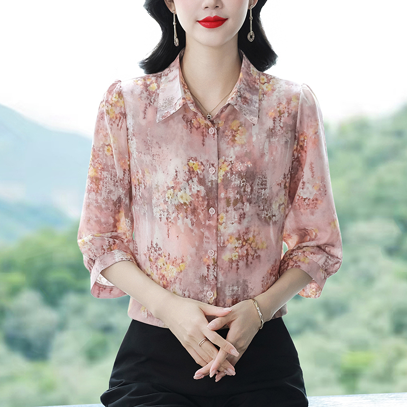 Chiffon shirt Western style tops for women