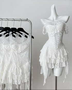 Pinched waist slim dress summer T-back for women