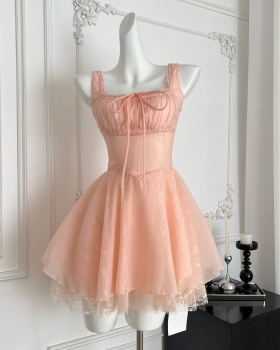 Skirt hem thick and disorderly chouzhe five lady dress