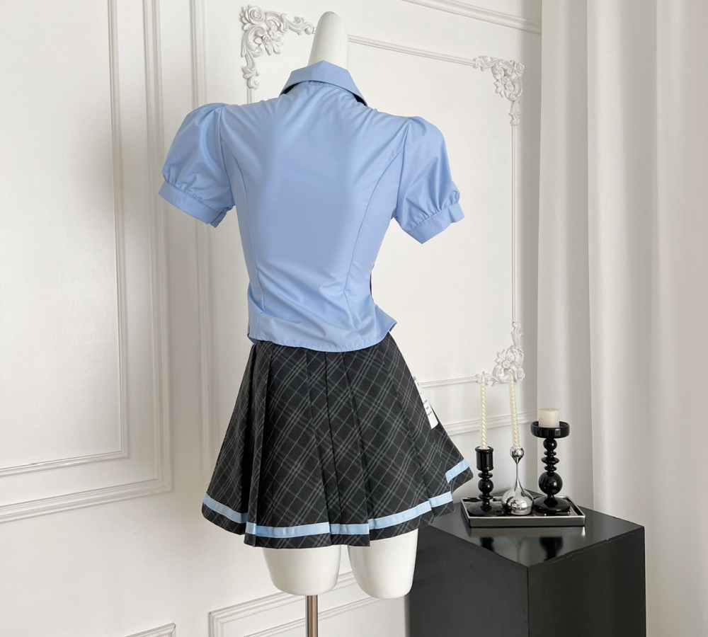 Niche college style short skirt summer tops a set