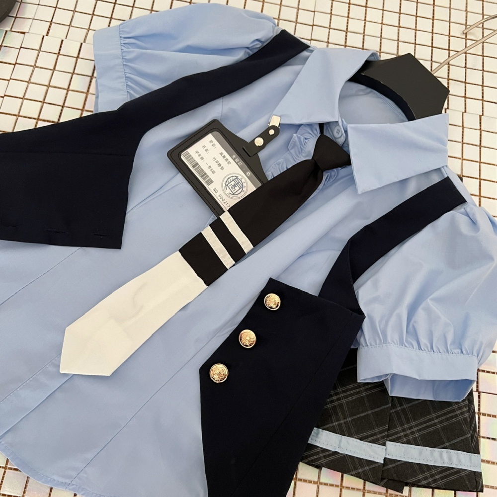 Niche college style short skirt summer tops a set
