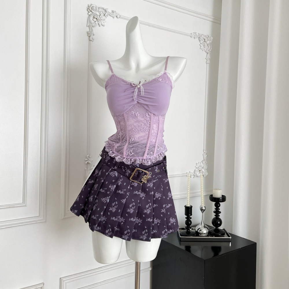 Enticement summer tops sexy short skirt a set